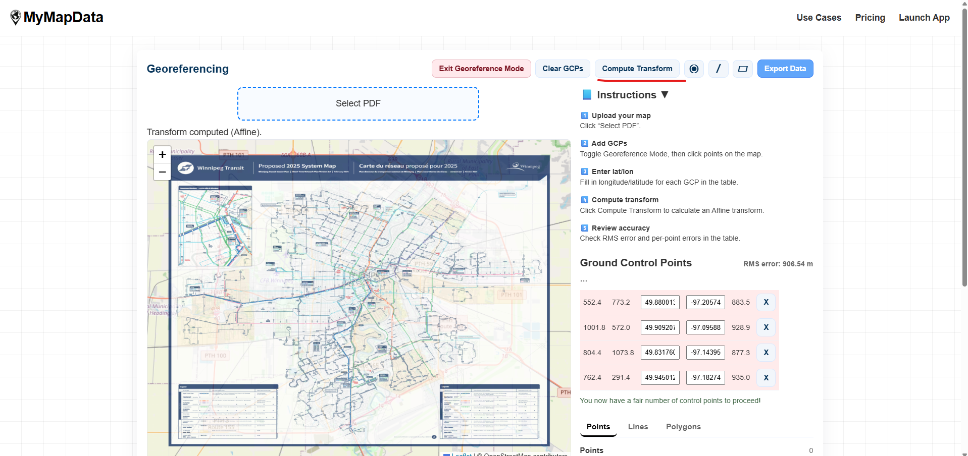 Georeferenced map overlay aligned on top of an OpenStreetMap basemap with opacity adjusted.